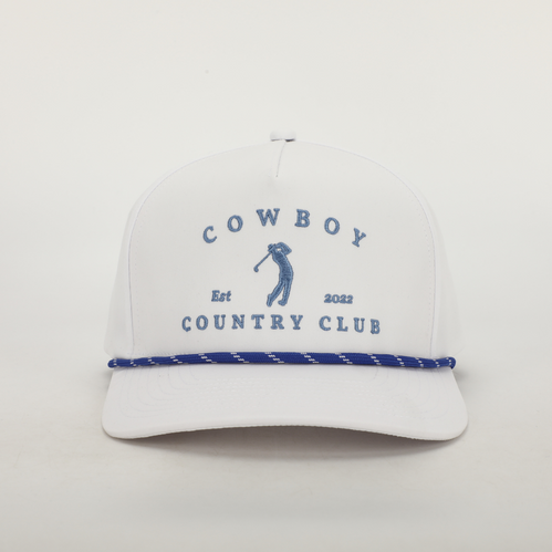 Adjustable Logo Roped White Hat Cowboy Country Club