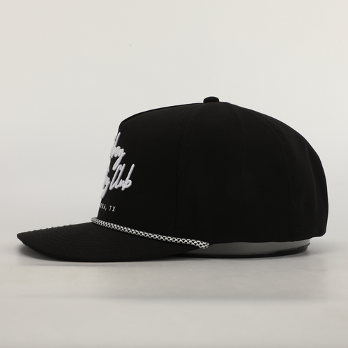 Cursive Roped Hat Black