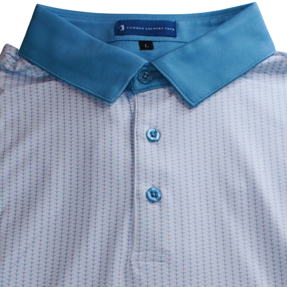 Longhorn Print, Luxury Performance Golf Polo, Front Side