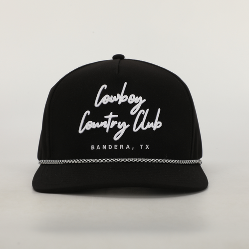 Cursive Roped Hat Black