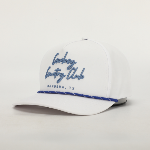 Cursive Roped Golf Hat White, Diagonal