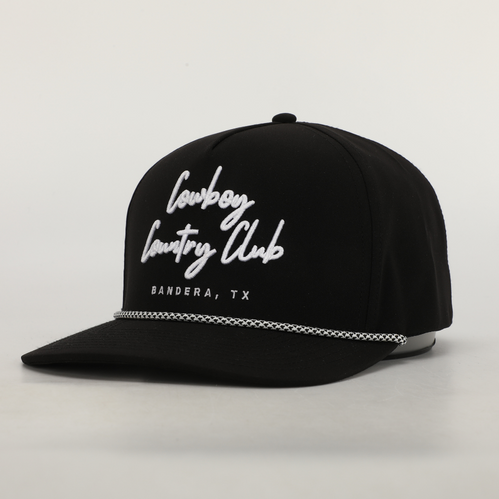 Cursive Roped Hat Black